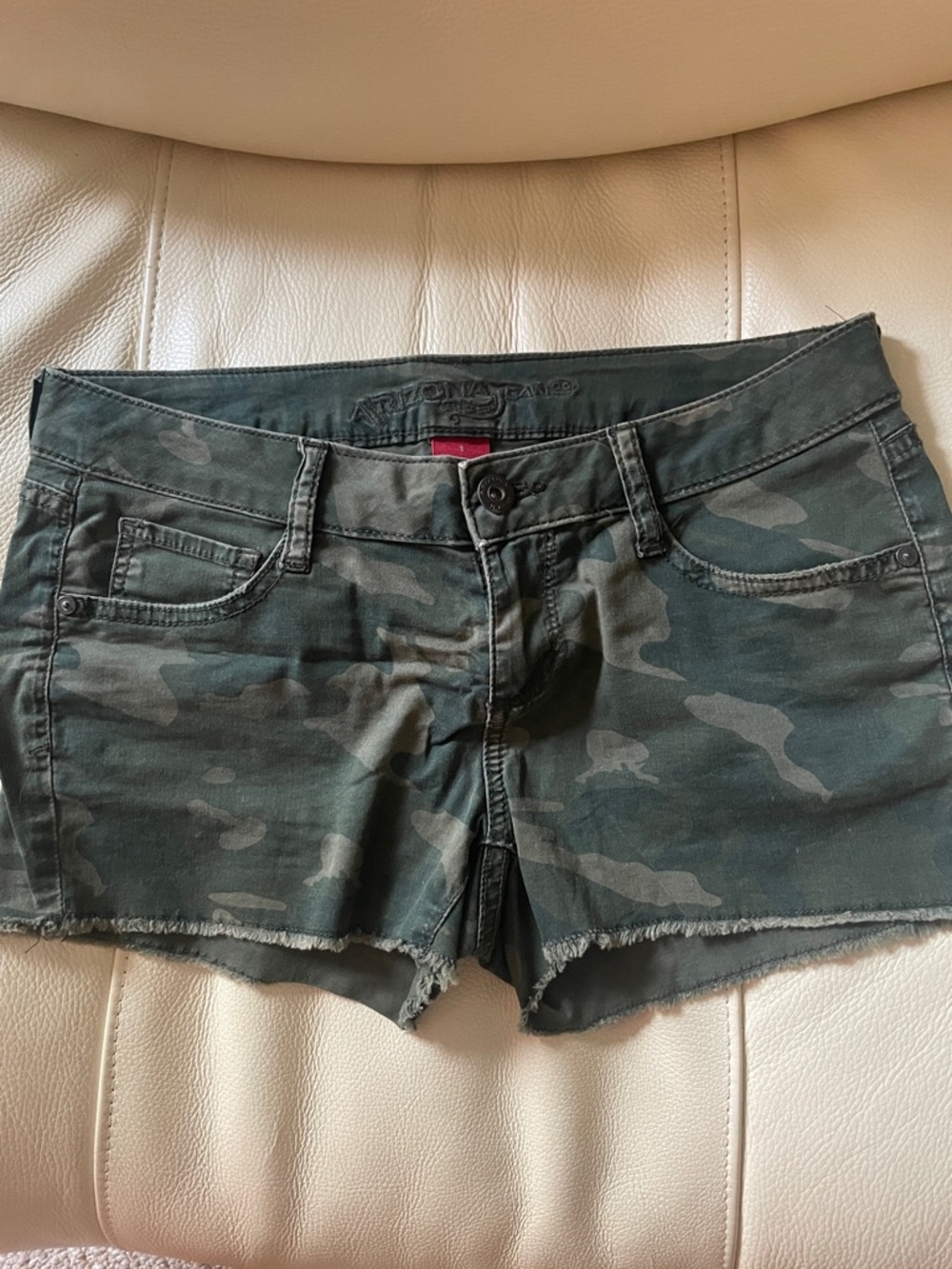 Camo Print Denim Shorts